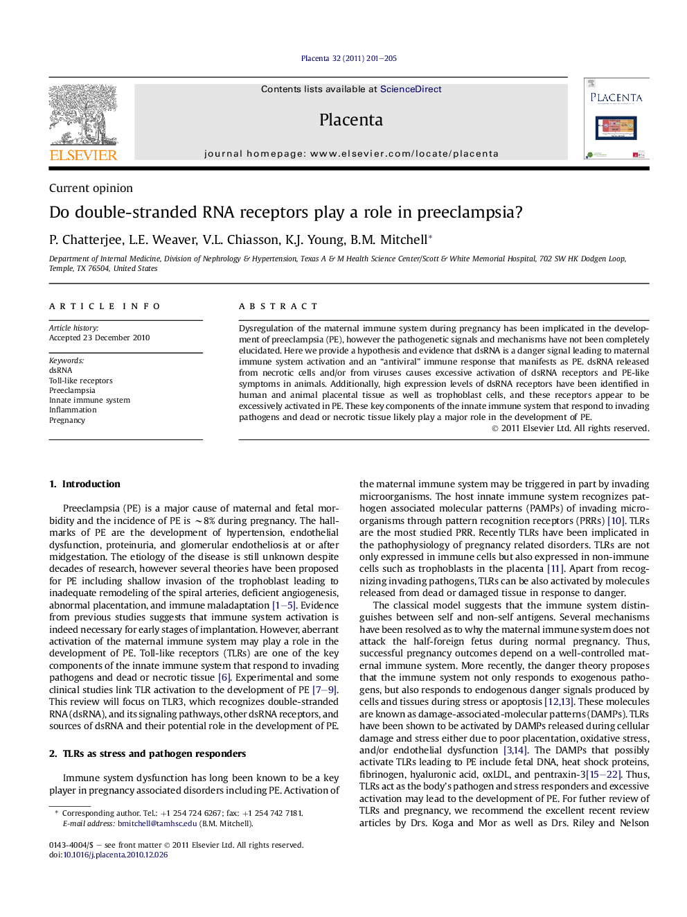 Do double-stranded RNA receptors play a role in preeclampsia?