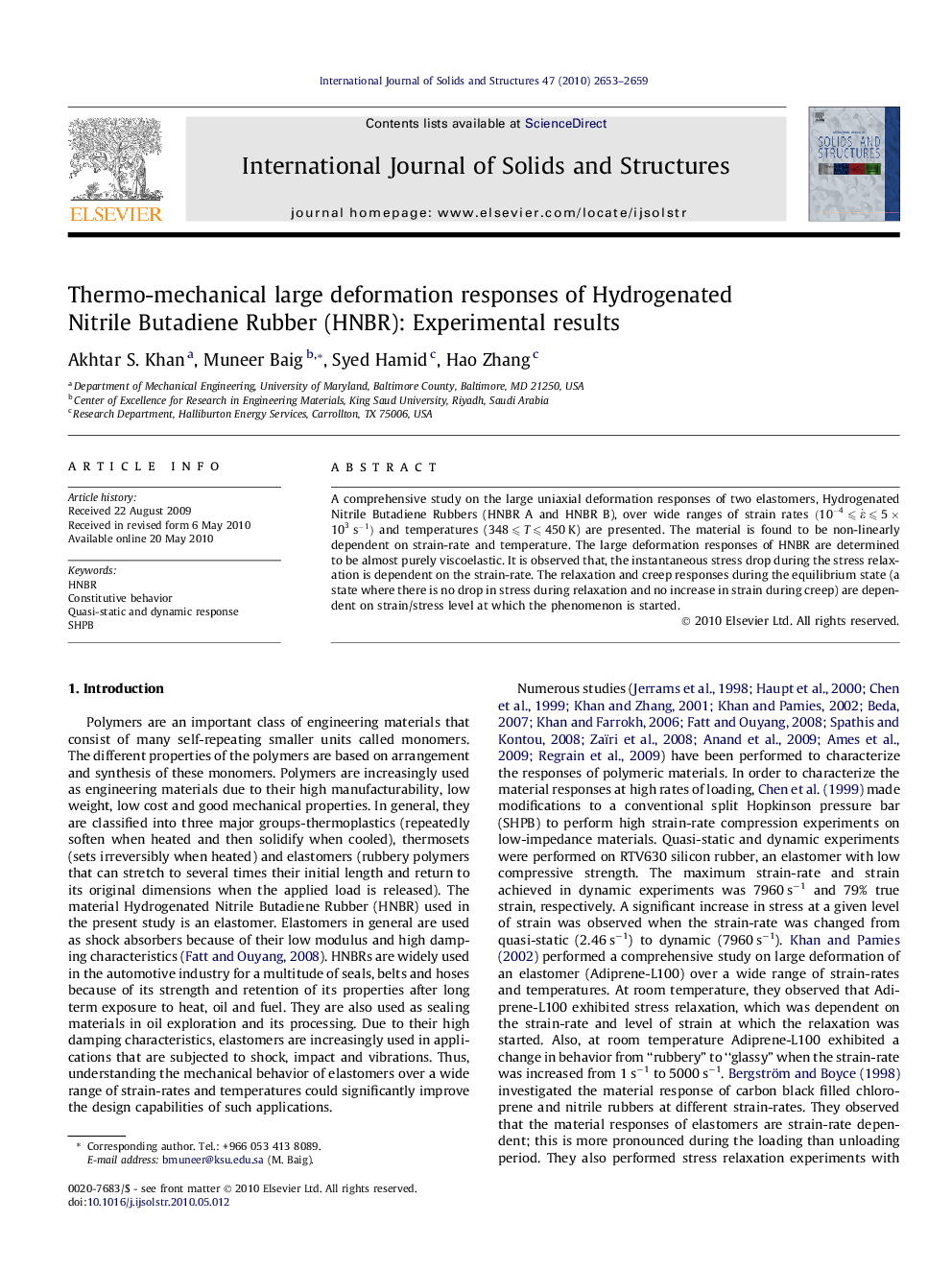 Thermo-mechanical large deformation responses of Hydrogenated Nitrile Butadiene Rubber (HNBR): Experimental results