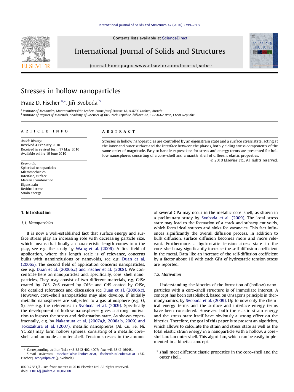 Stresses in hollow nanoparticles