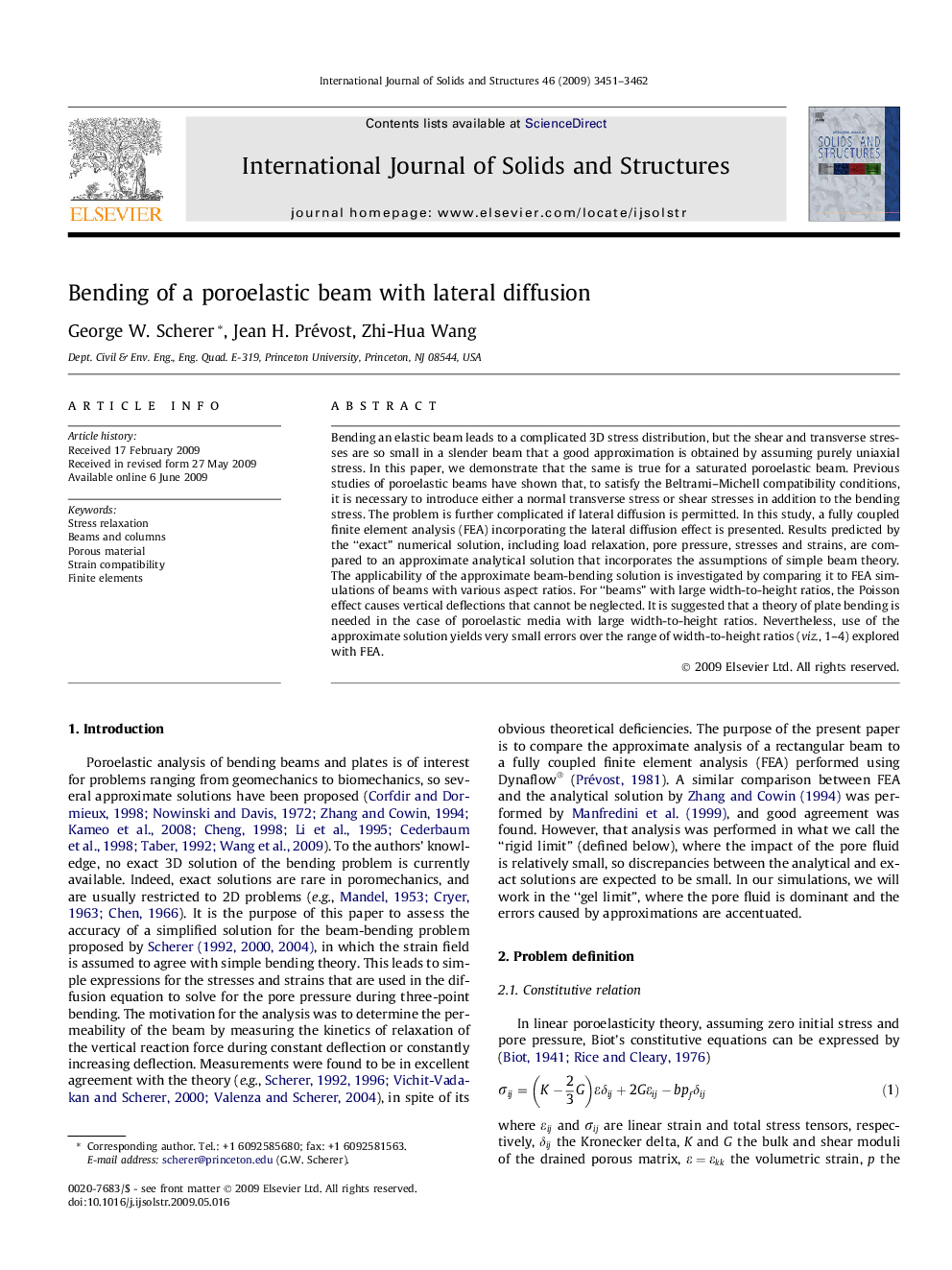 Bending of a poroelastic beam with lateral diffusion