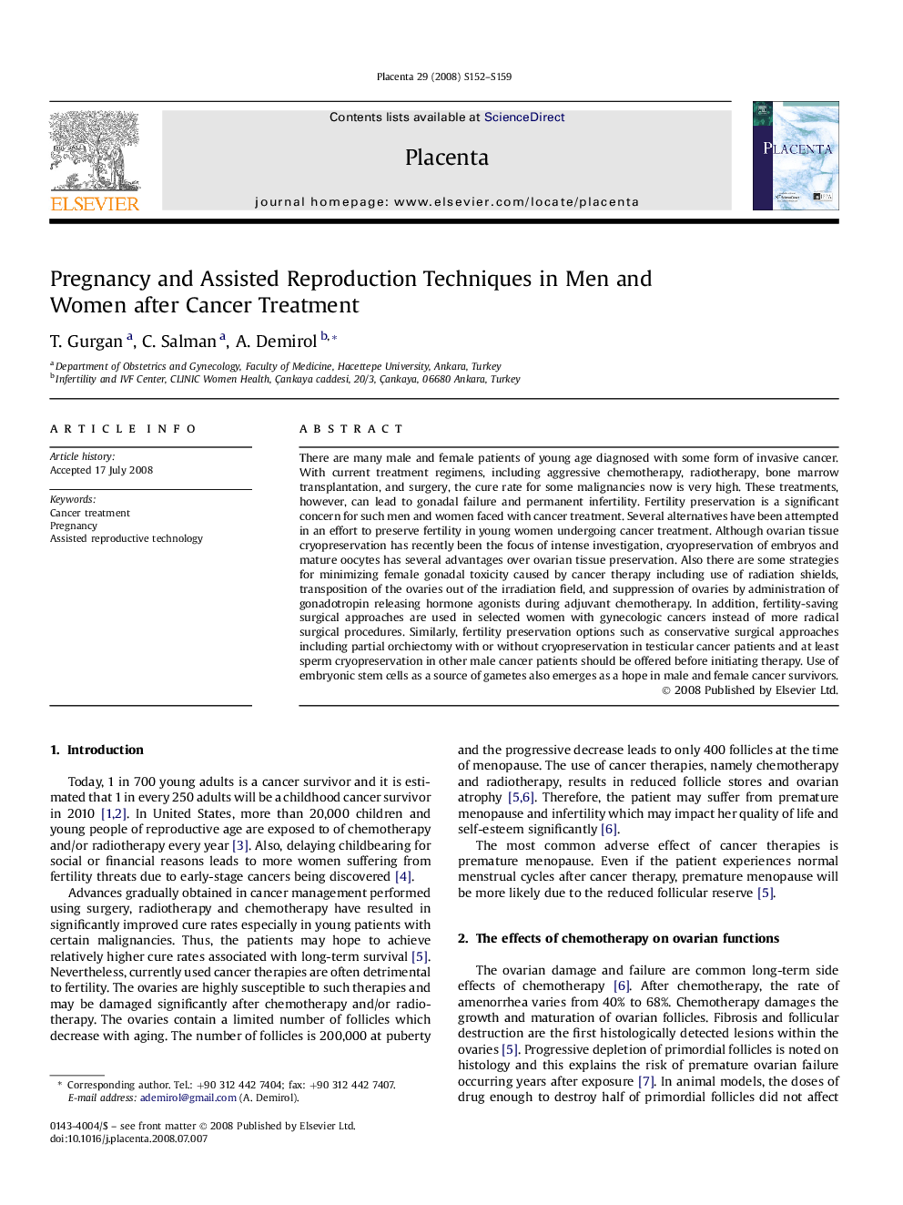 Pregnancy and Assisted Reproduction Techniques in Men and Women after Cancer Treatment