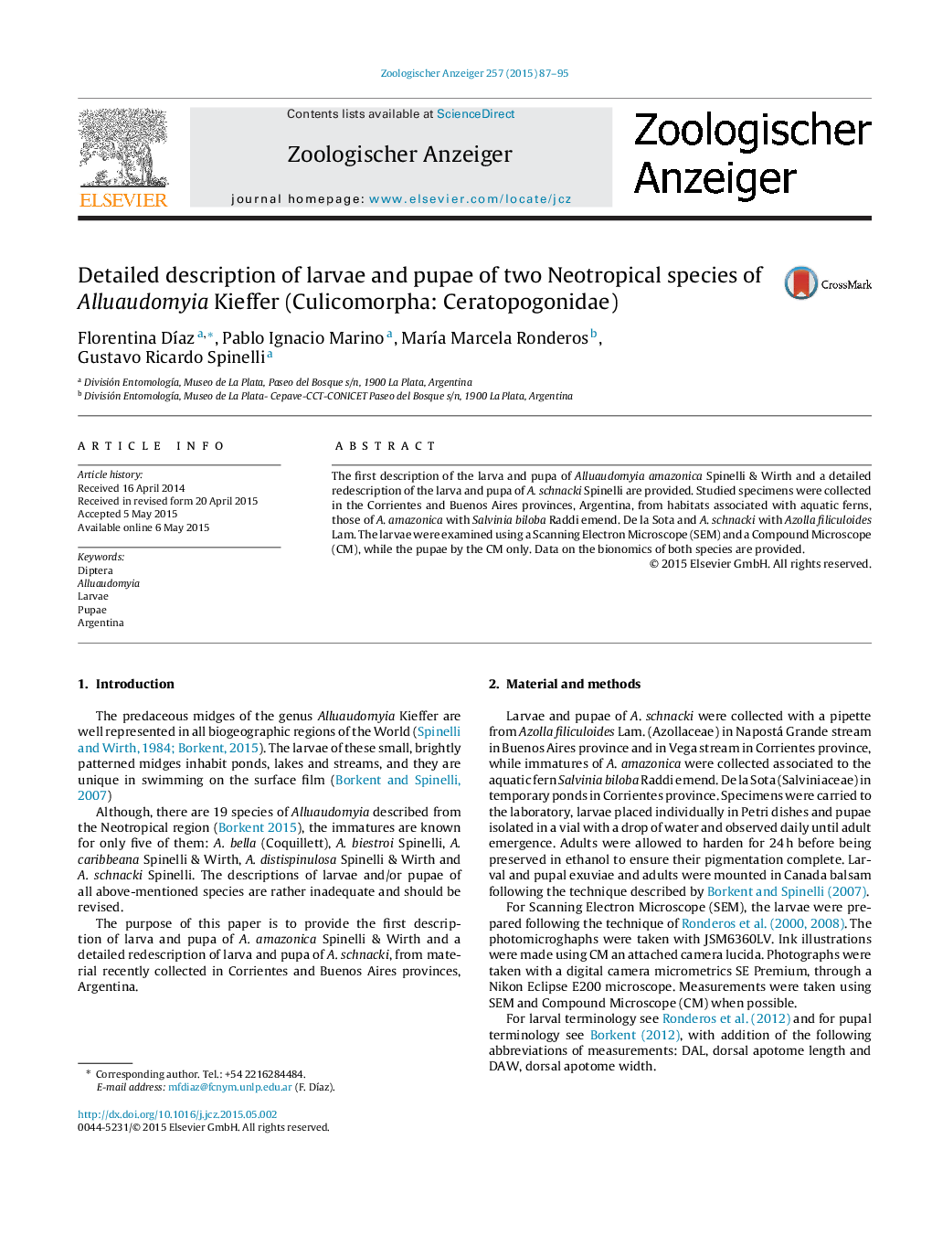 Detailed description of larvae and pupae of two Neotropical species of Alluaudomyia Kieffer (Culicomorpha: Ceratopogonidae)