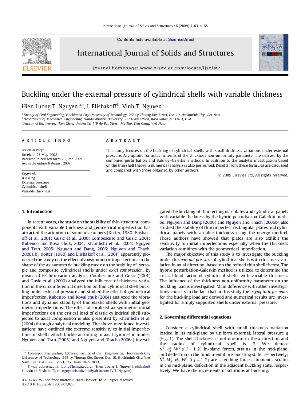 Buckling under the external pressure of cylindrical shells with variable thickness