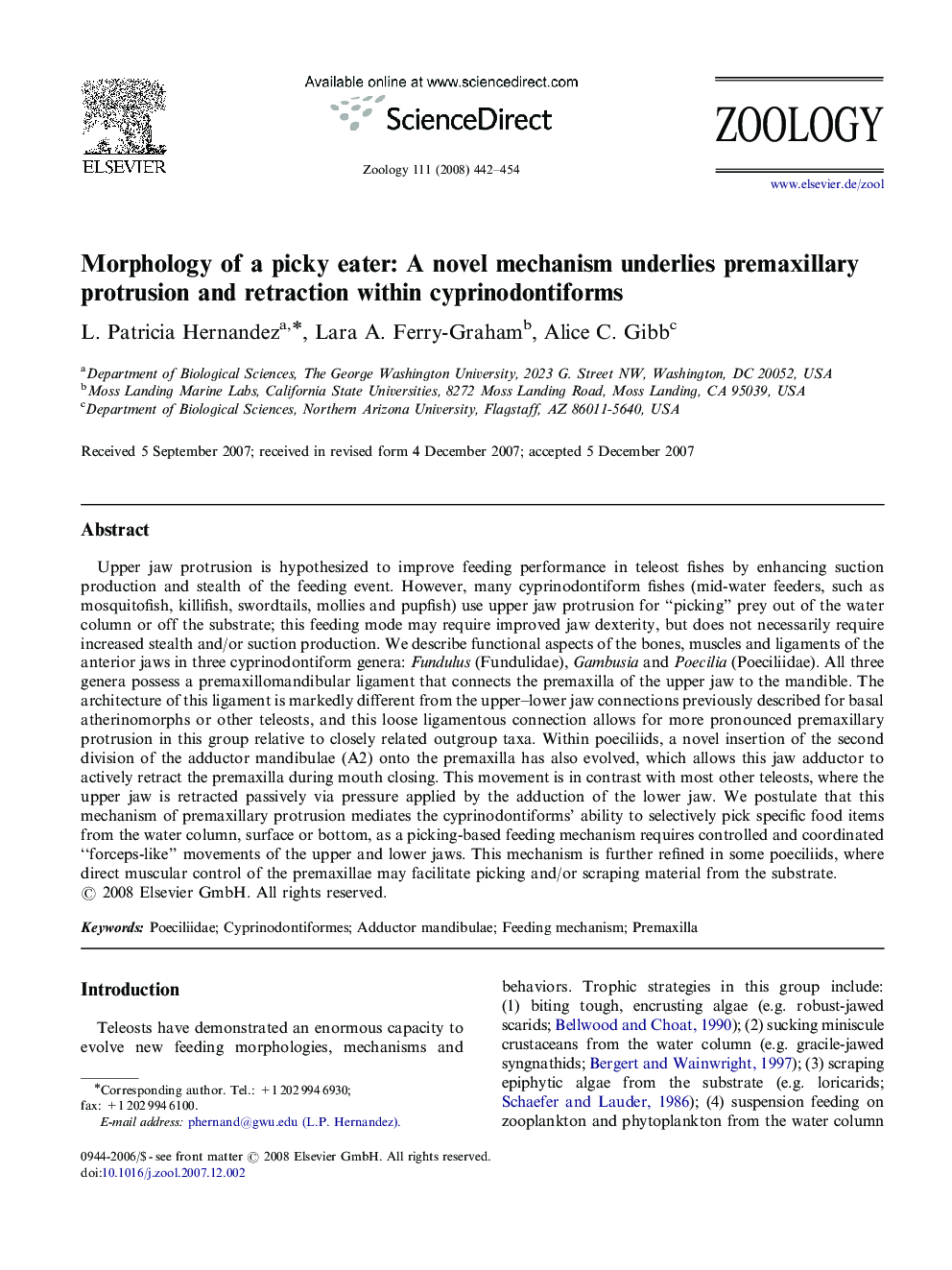 Morphology of a picky eater: A novel mechanism underlies premaxillary protrusion and retraction within cyprinodontiforms