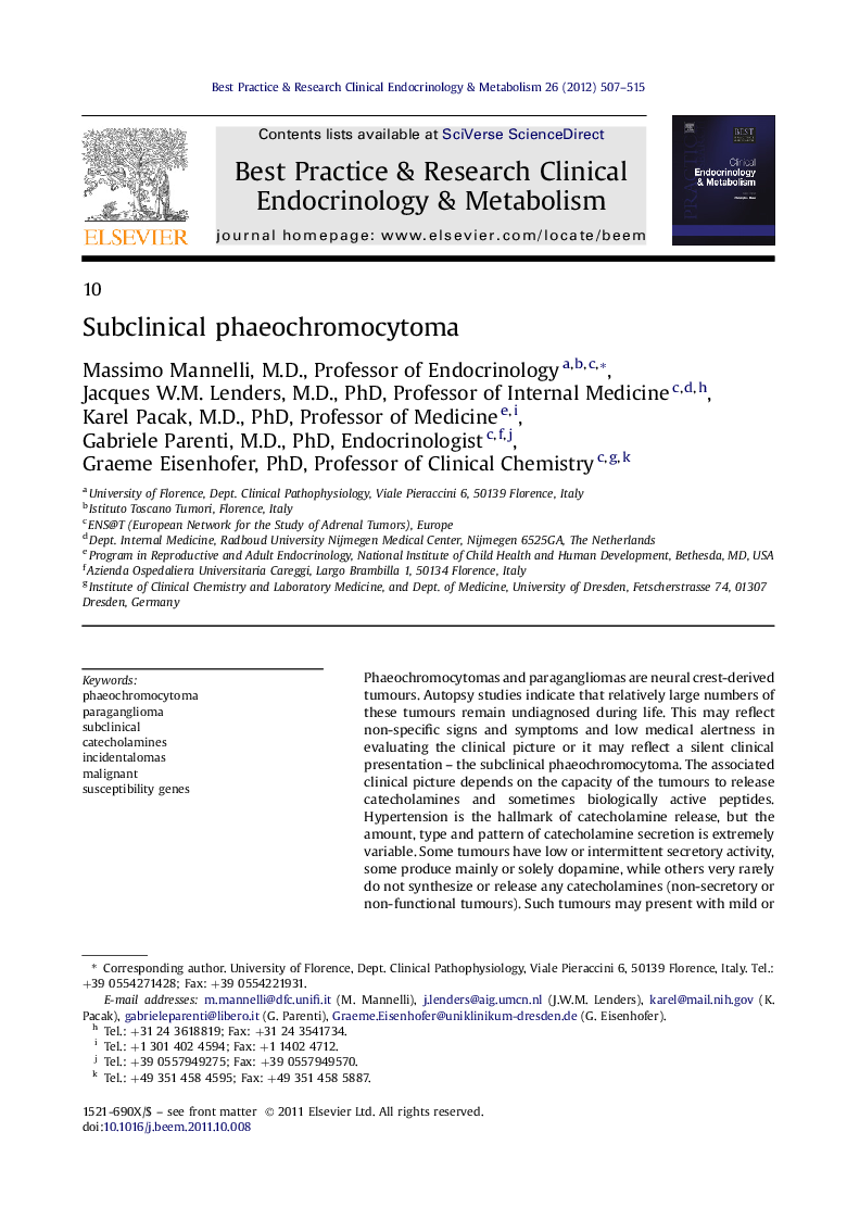 Subclinical phaeochromocytoma