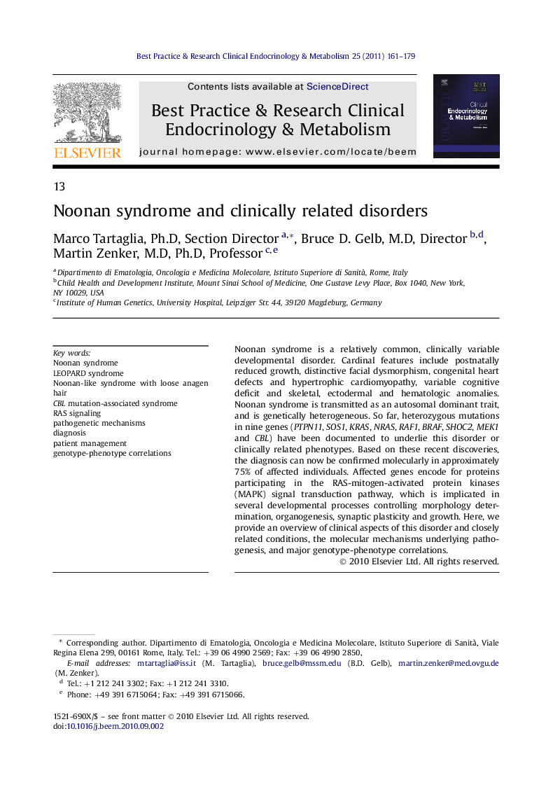 Noonan syndrome and clinically related disorders