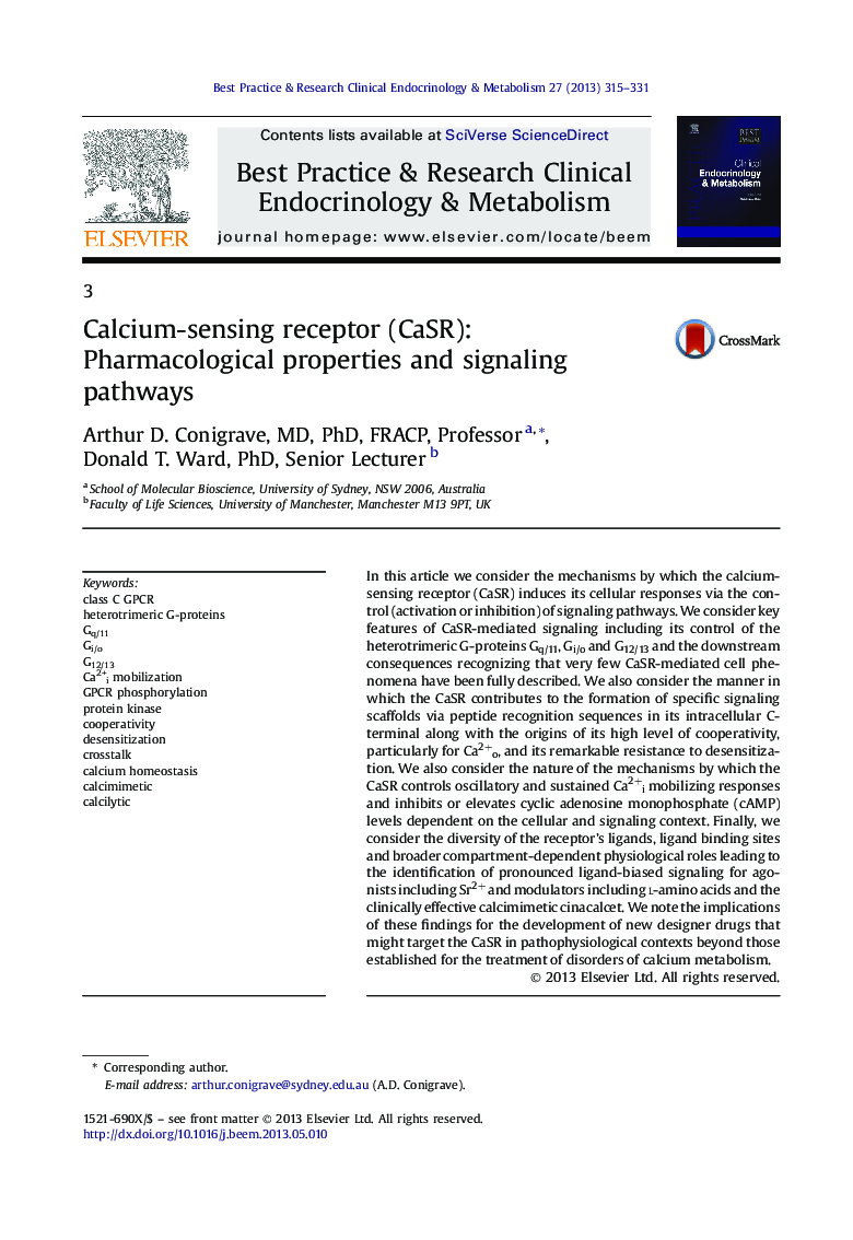 Calcium-sensing receptor (CaSR): Pharmacological properties and signaling pathways