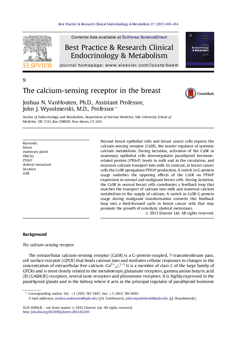 The calcium-sensing receptor in the breast