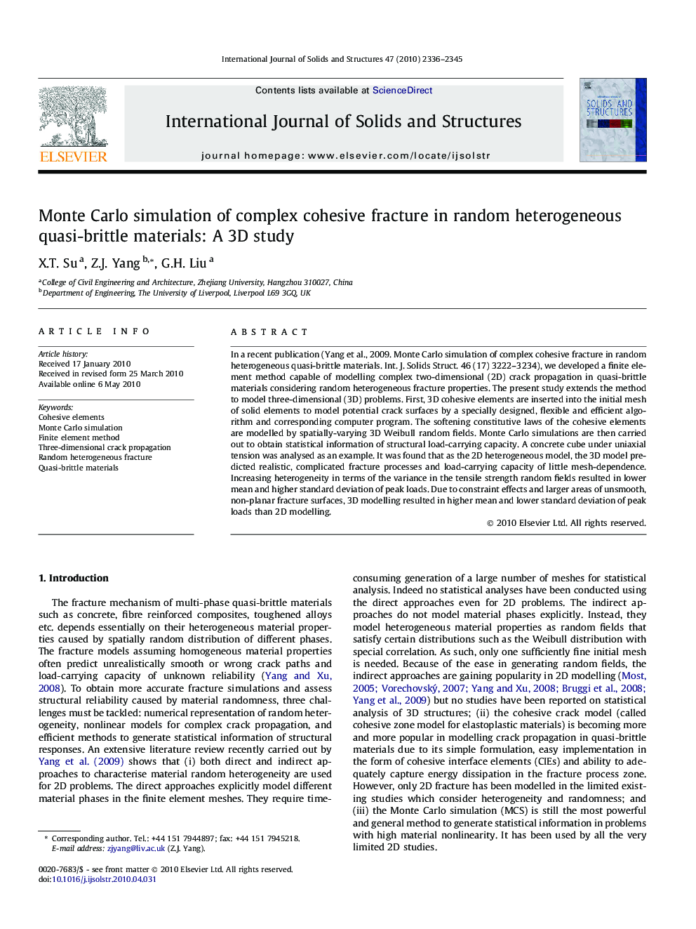 Monte Carlo simulation of complex cohesive fracture in random heterogeneous quasi-brittle materials: A 3D study