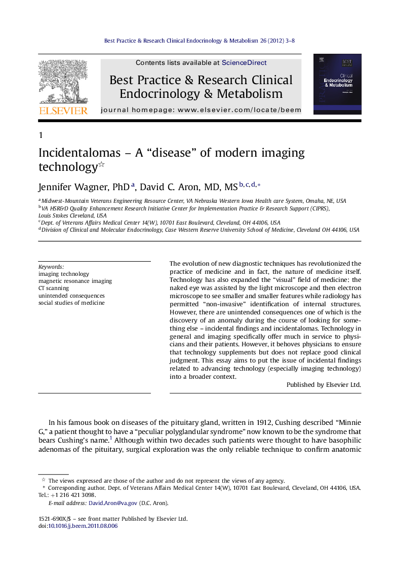 Incidentalomas – A “disease” of modern imaging technology 