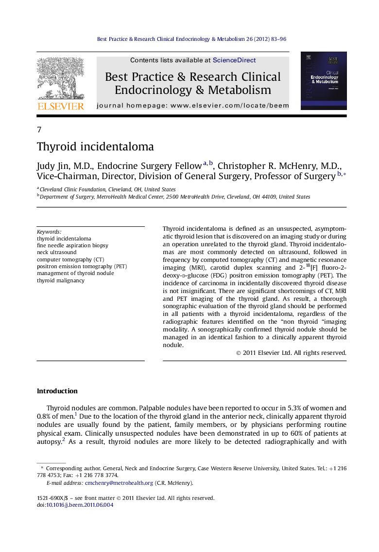 Thyroid incidentaloma