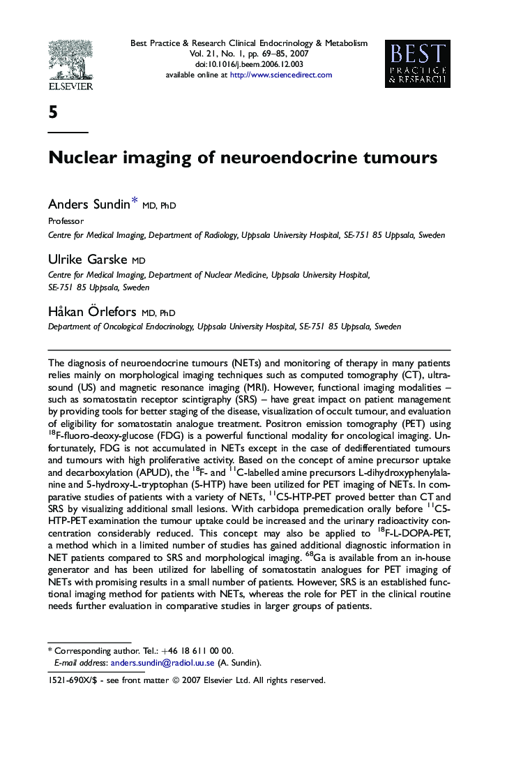 Nuclear imaging of neuroendocrine tumours