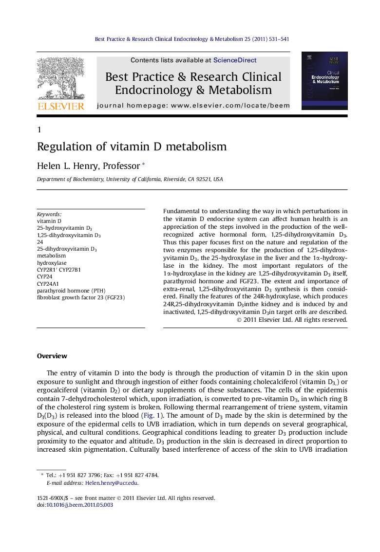 Regulation of vitamin D metabolism