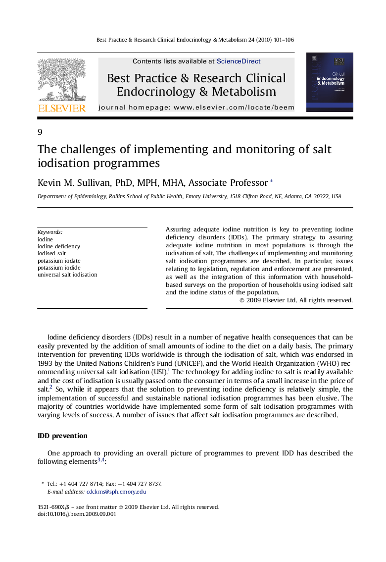 The challenges of implementing and monitoring of salt iodisation programmes