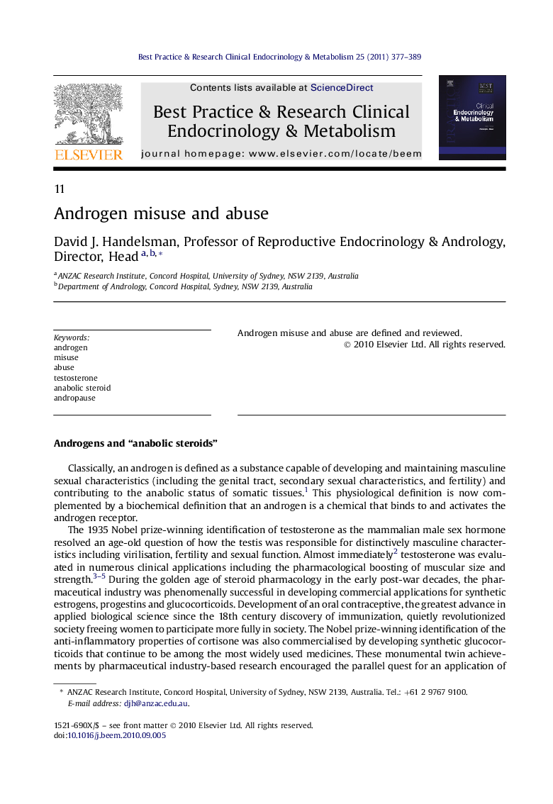 Androgen misuse and abuse