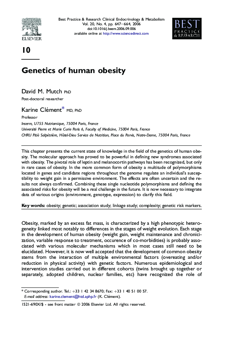 Genetics of human obesity