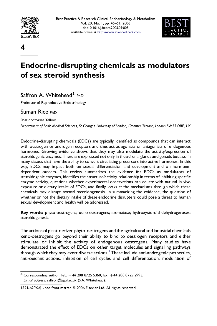 Endocrine-disrupting chemicals as modulators of sex steroid synthesis