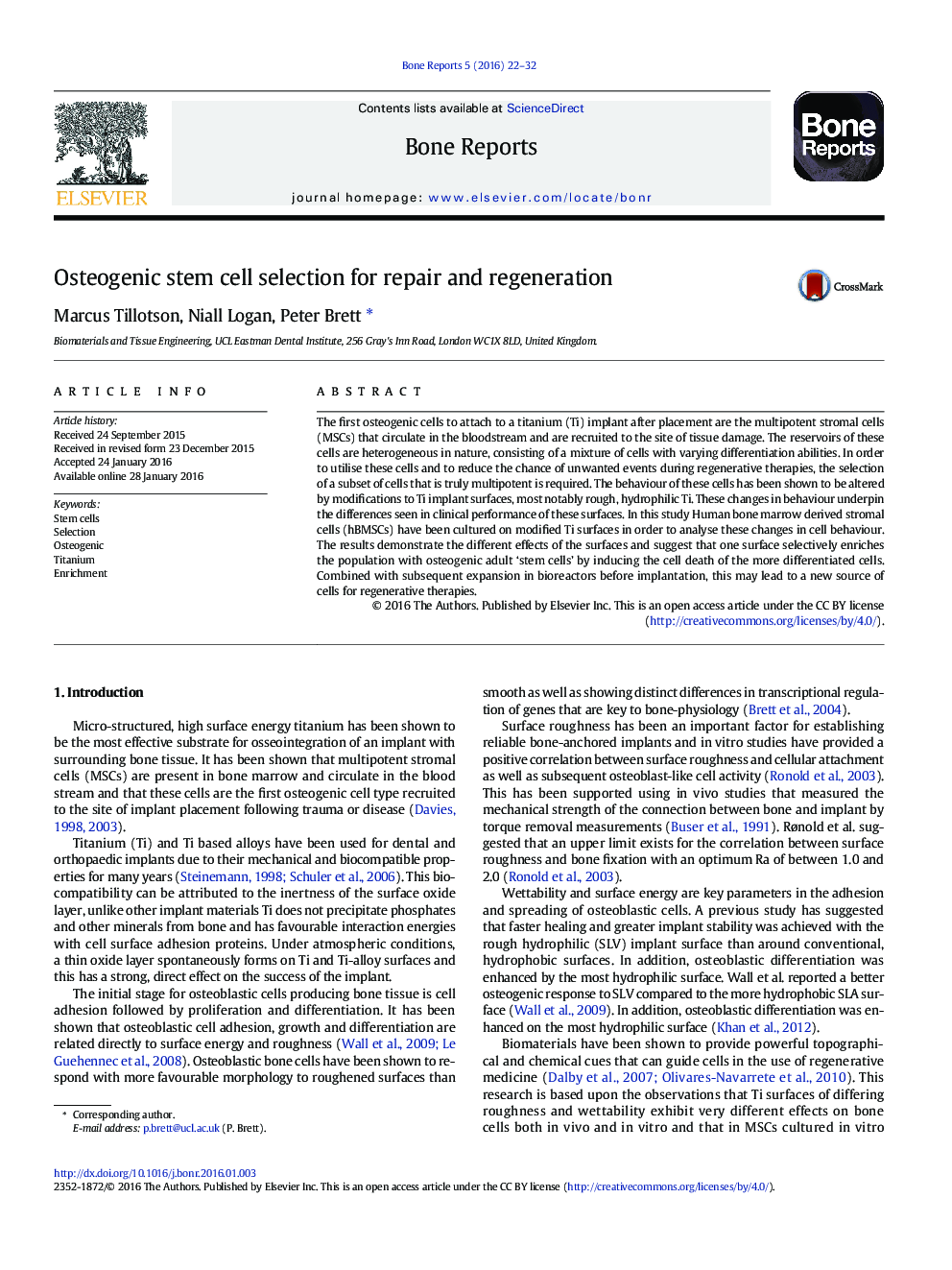 Osteogenic stem cell selection for repair and regeneration