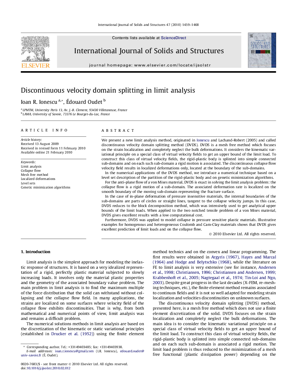 Discontinuous velocity domain splitting in limit analysis