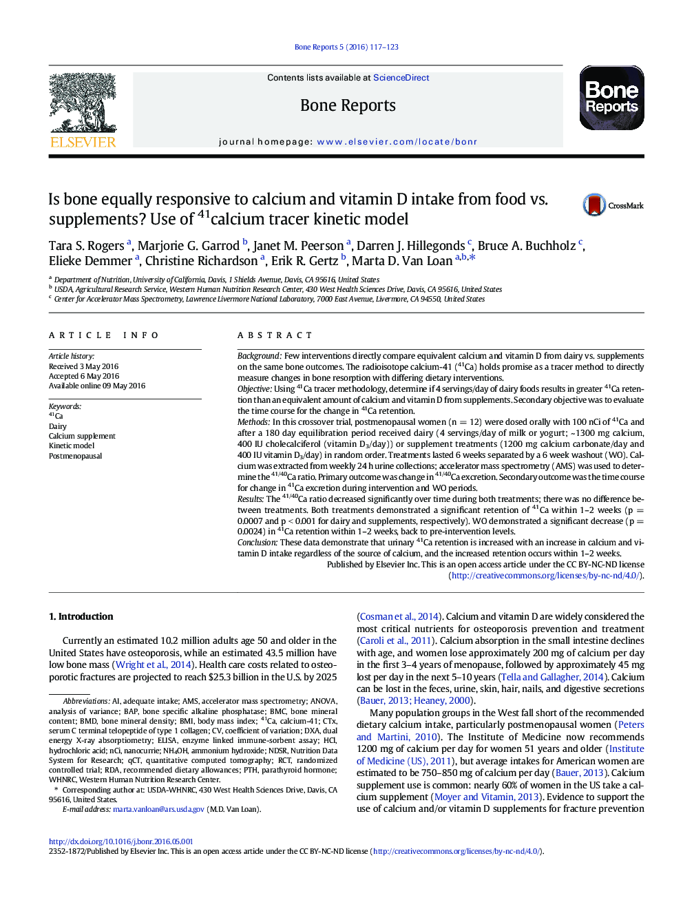 Is bone equally responsive to calcium and vitamin D intake from food vs. supplements? Use of 41calcium tracer kinetic model 