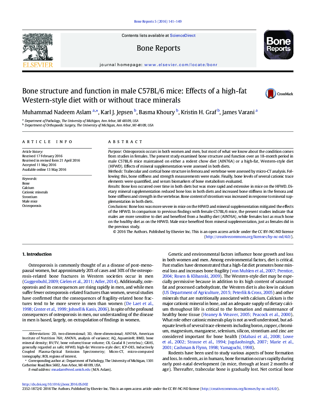 Bone structure and function in male C57BL/6 mice: Effects of a high-fat Western-style diet with or without trace minerals