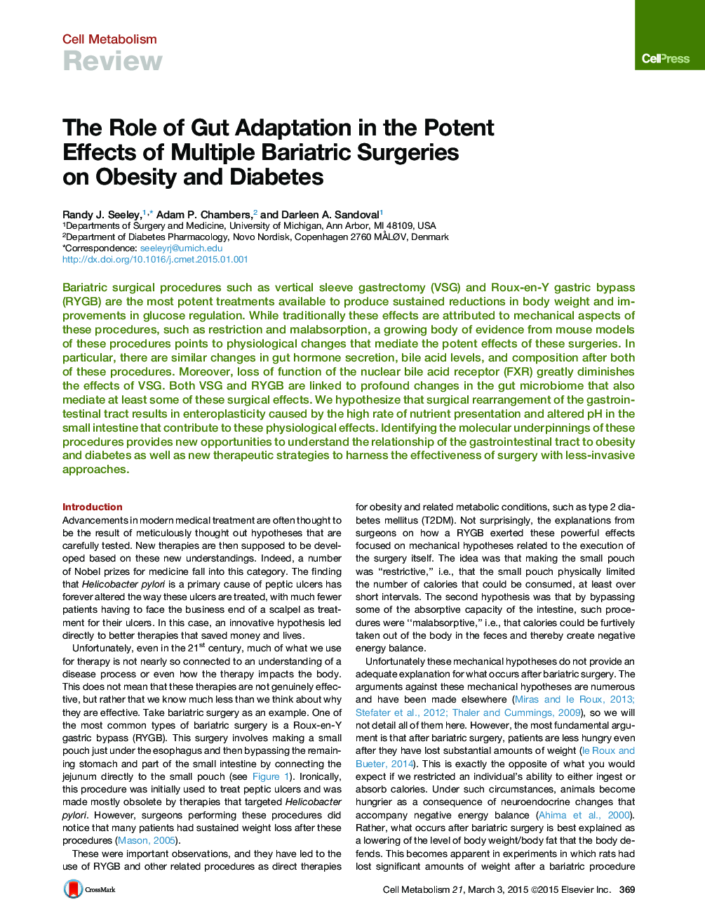 The Role of Gut Adaptation in the Potent Effects of Multiple Bariatric Surgeries on Obesity and Diabetes