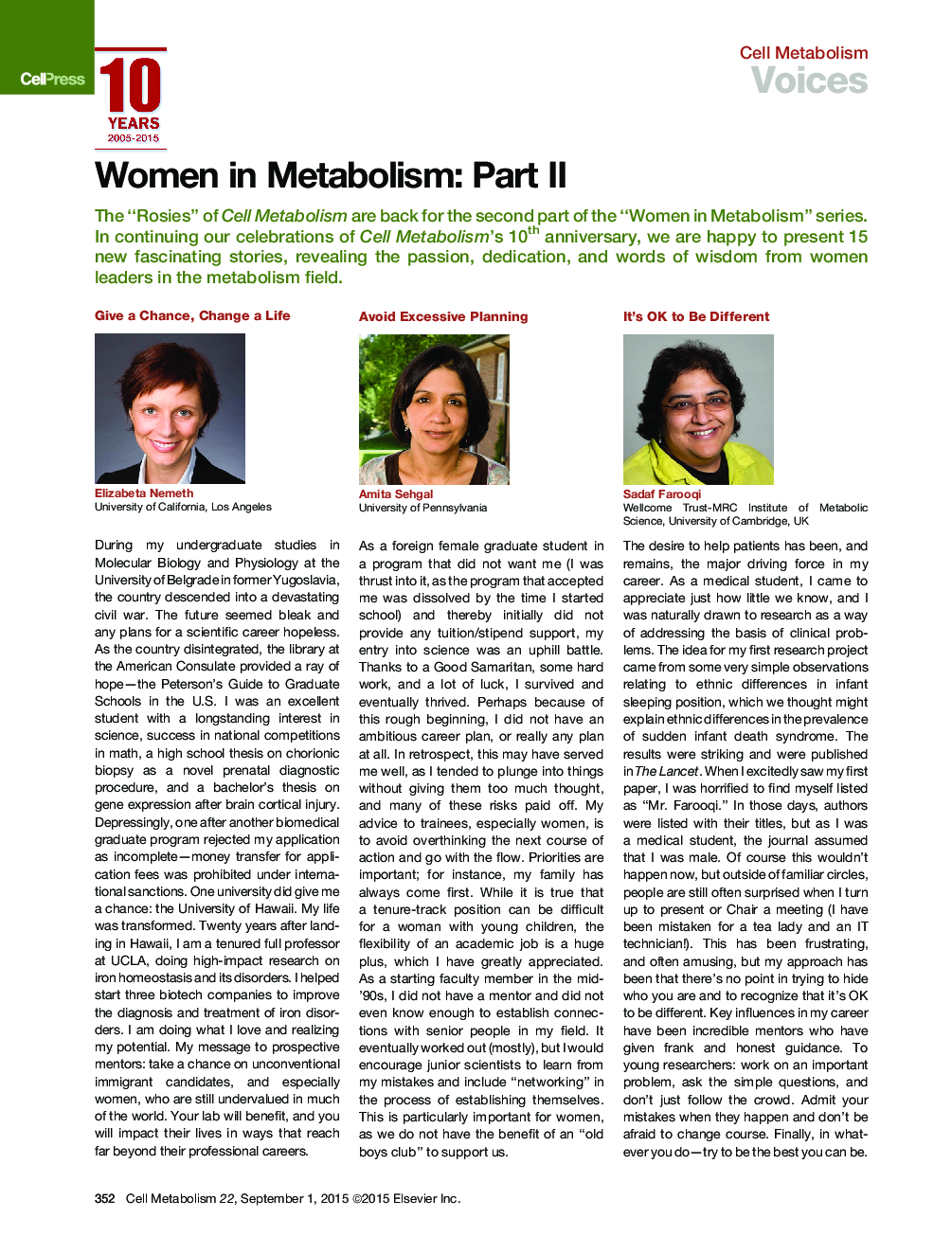 Women in Metabolism: Part II