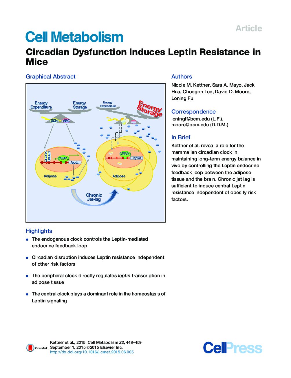 Circadian Dysfunction Induces Leptin Resistance in Mice