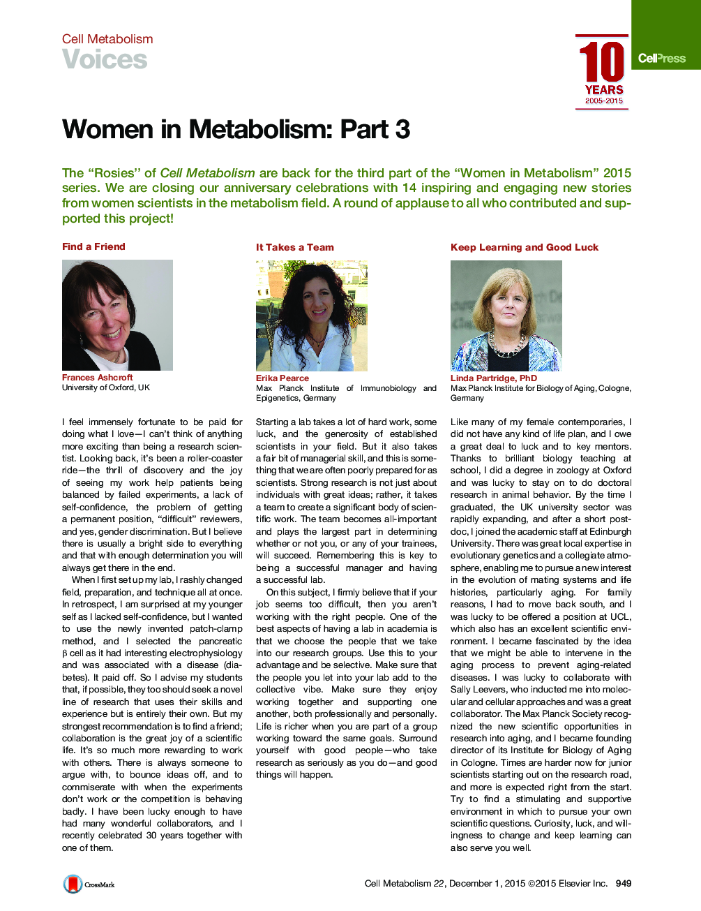 Women in Metabolism: Part 3