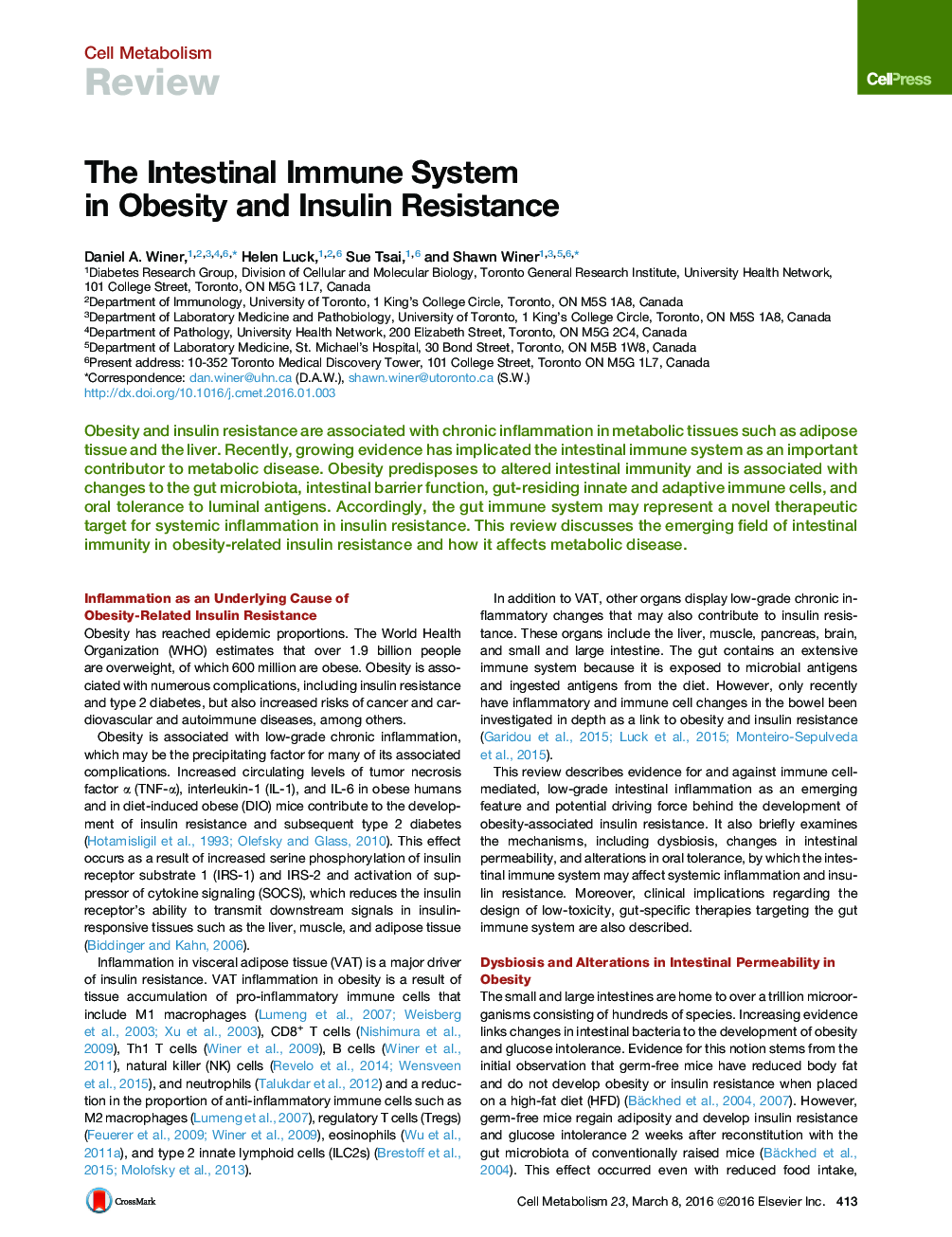 The Intestinal Immune System in Obesity and Insulin Resistance