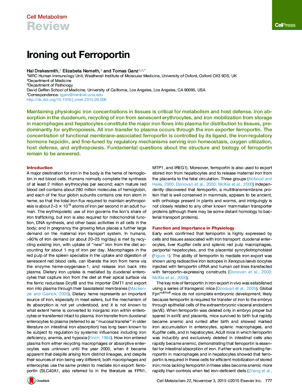 Ironing out Ferroportin