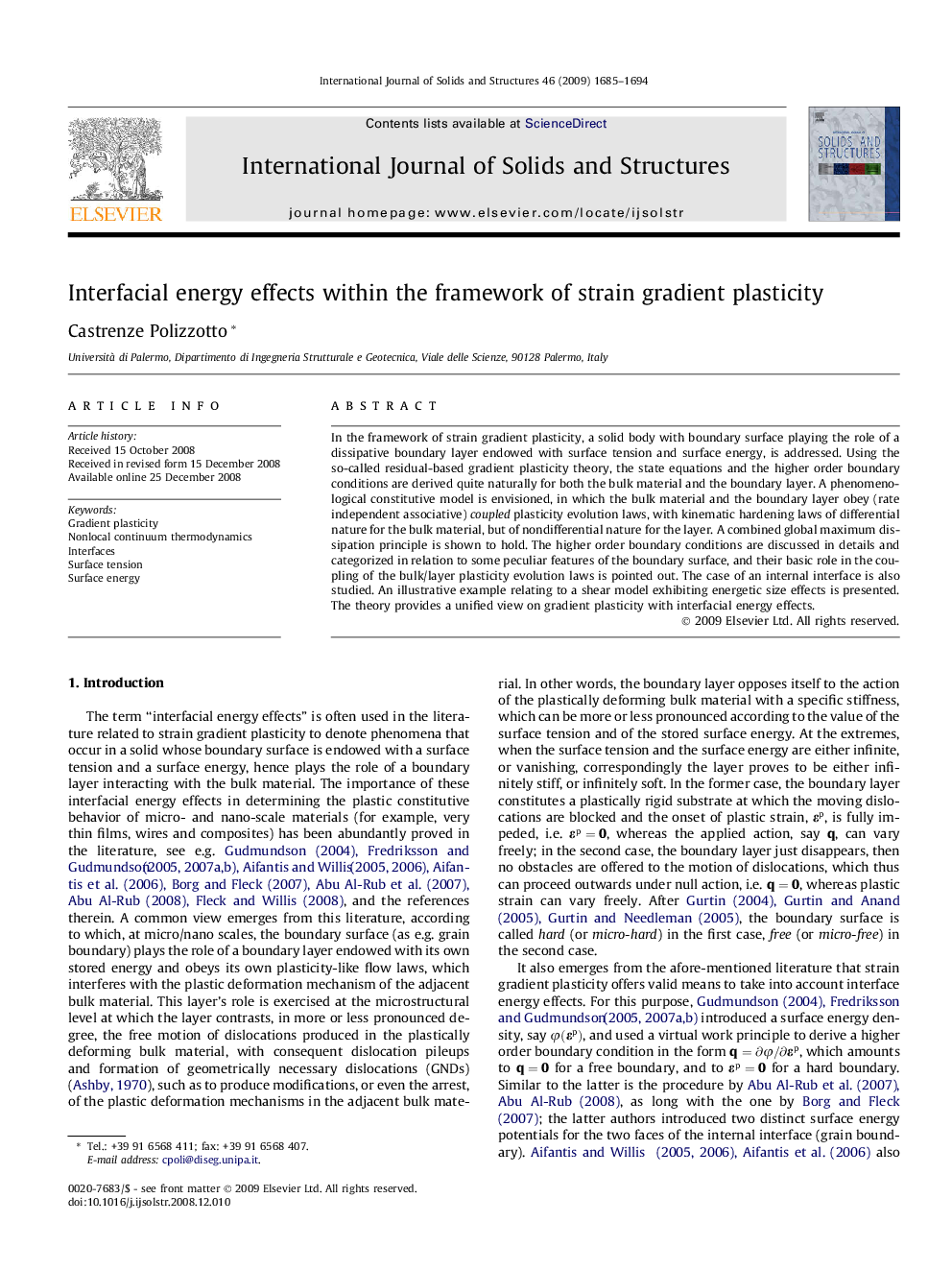 Interfacial energy effects within the framework of strain gradient plasticity