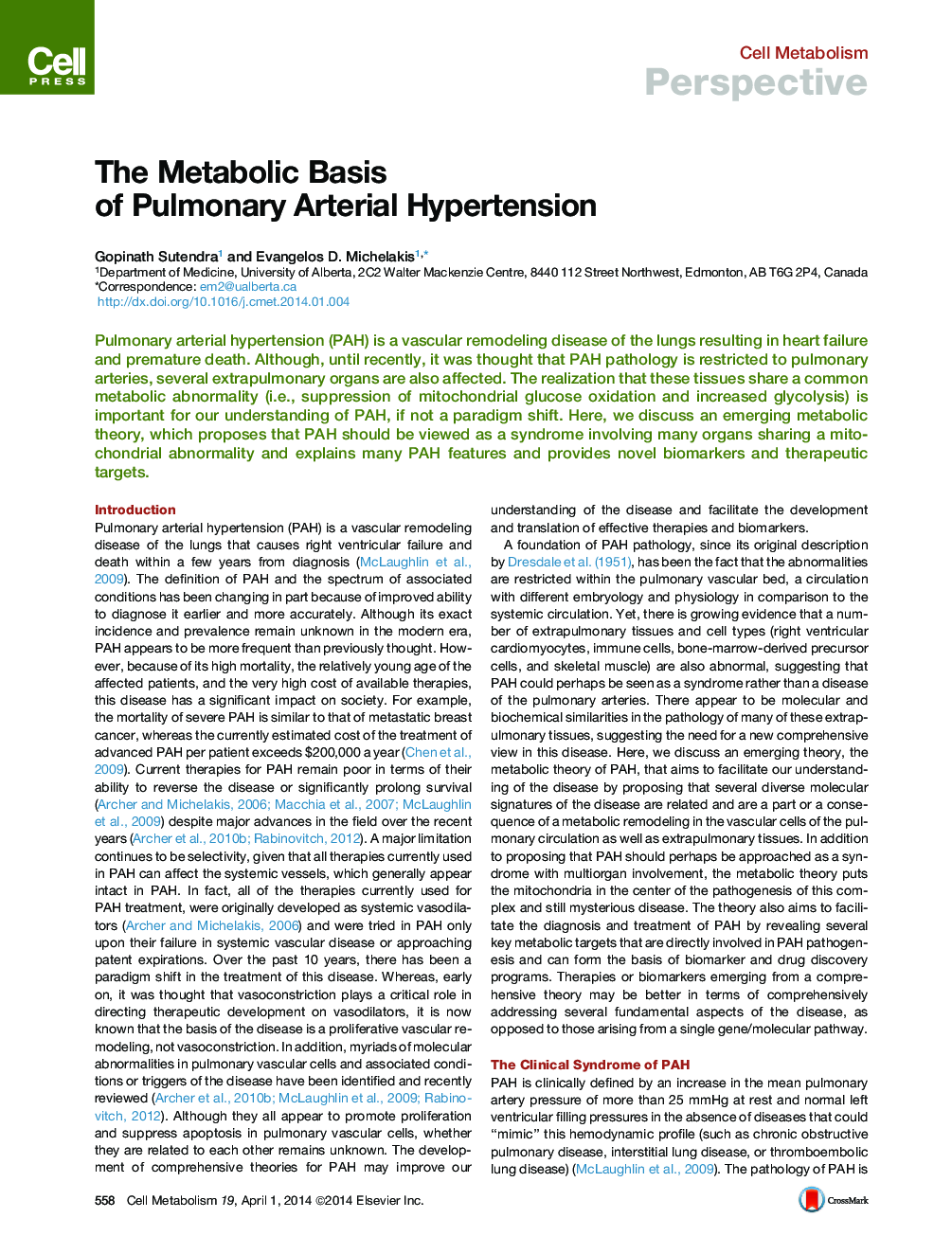 The Metabolic Basis of Pulmonary Arterial Hypertension