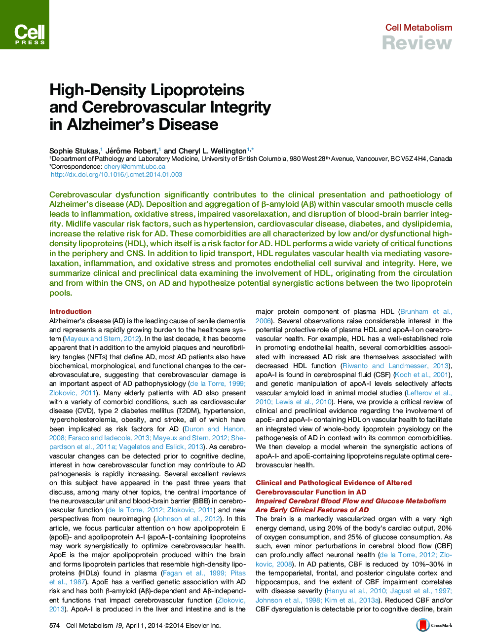 High-Density Lipoproteins and Cerebrovascular Integrity in Alzheimer’s Disease