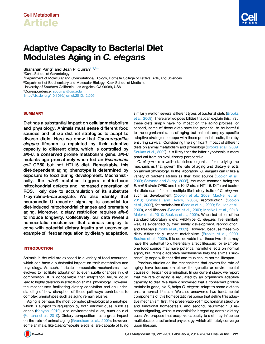 Adaptive Capacity to Bacterial Diet Modulates Aging in C. elegans