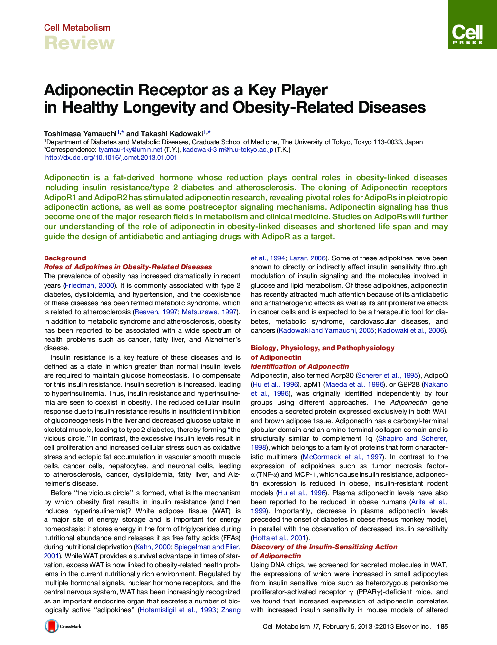Adiponectin Receptor as a Key Player in Healthy Longevity and Obesity-Related Diseases
