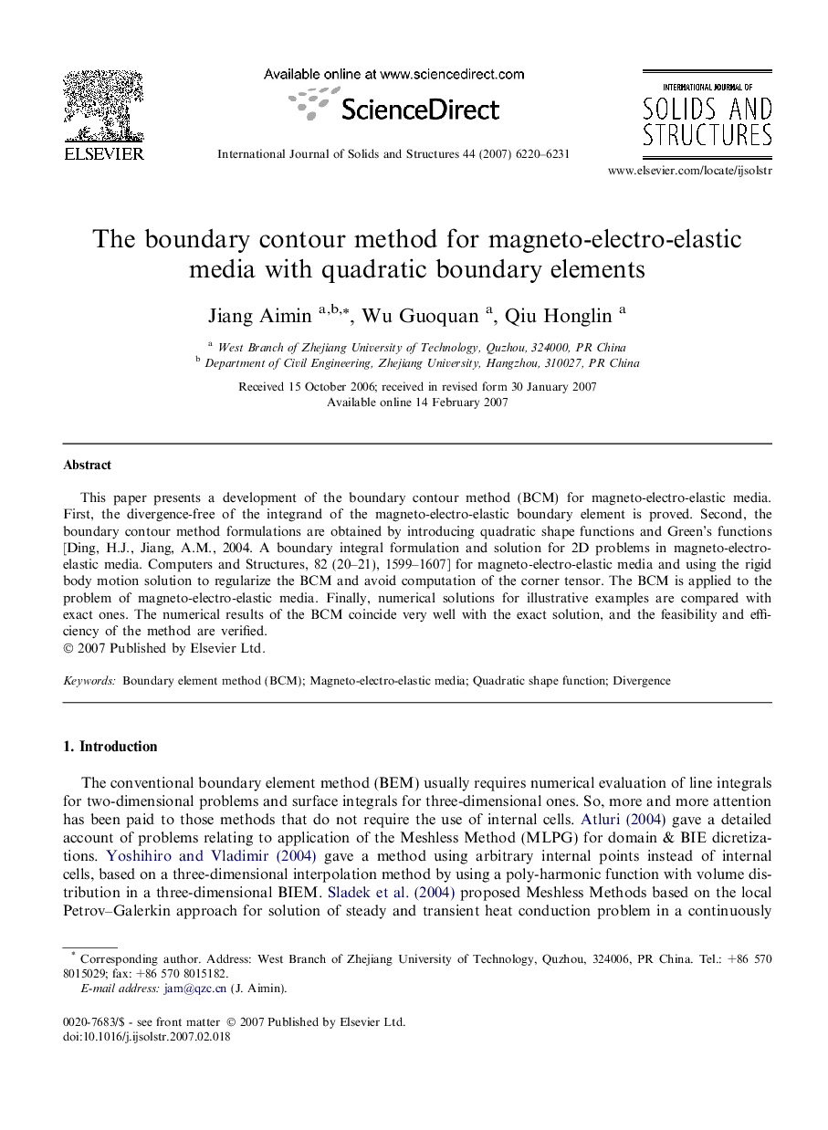 The boundary contour method for magneto-electro-elastic media with quadratic boundary elements