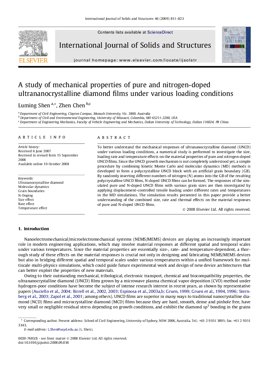 A study of mechanical properties of pure and nitrogen-doped ultrananocrystalline diamond films under various loading conditions