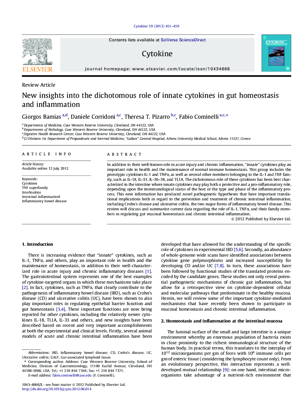 New insights into the dichotomous role of innate cytokines in gut homeostasis and inflammation