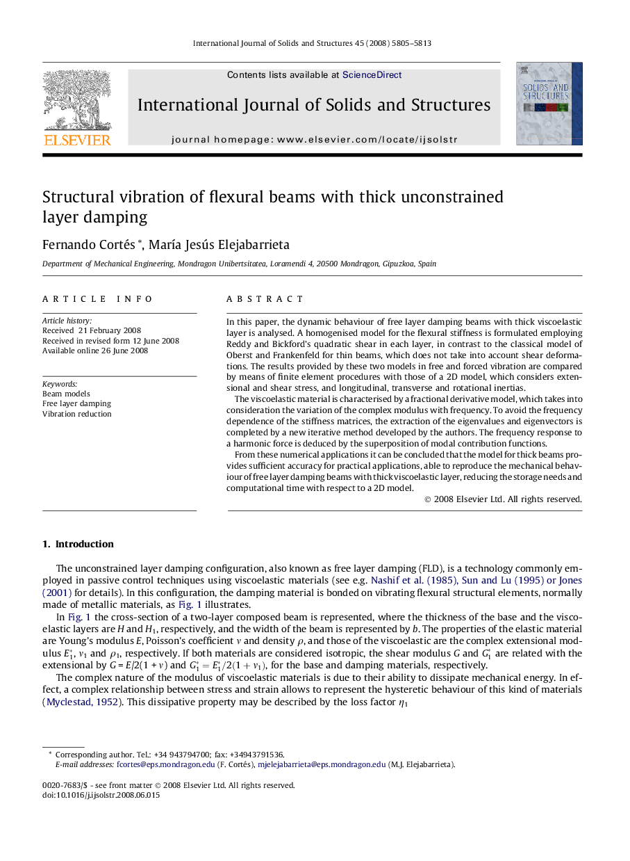 Structural vibration of flexural beams with thick unconstrained layer damping