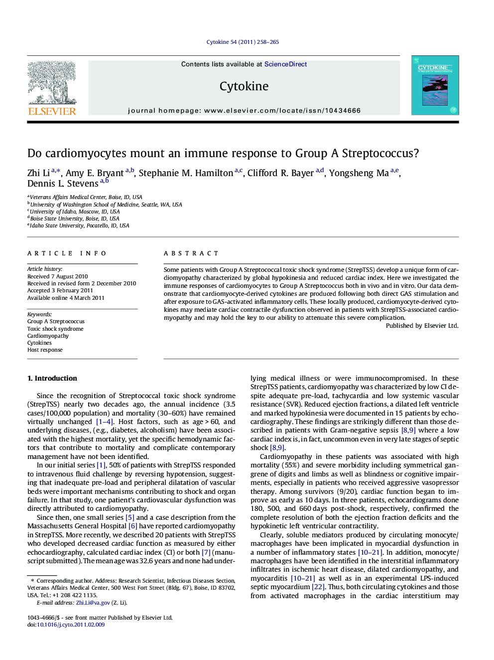 Do cardiomyocytes mount an immune response to Group A Streptococcus?