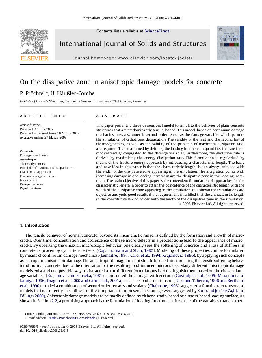 On the dissipative zone in anisotropic damage models for concrete