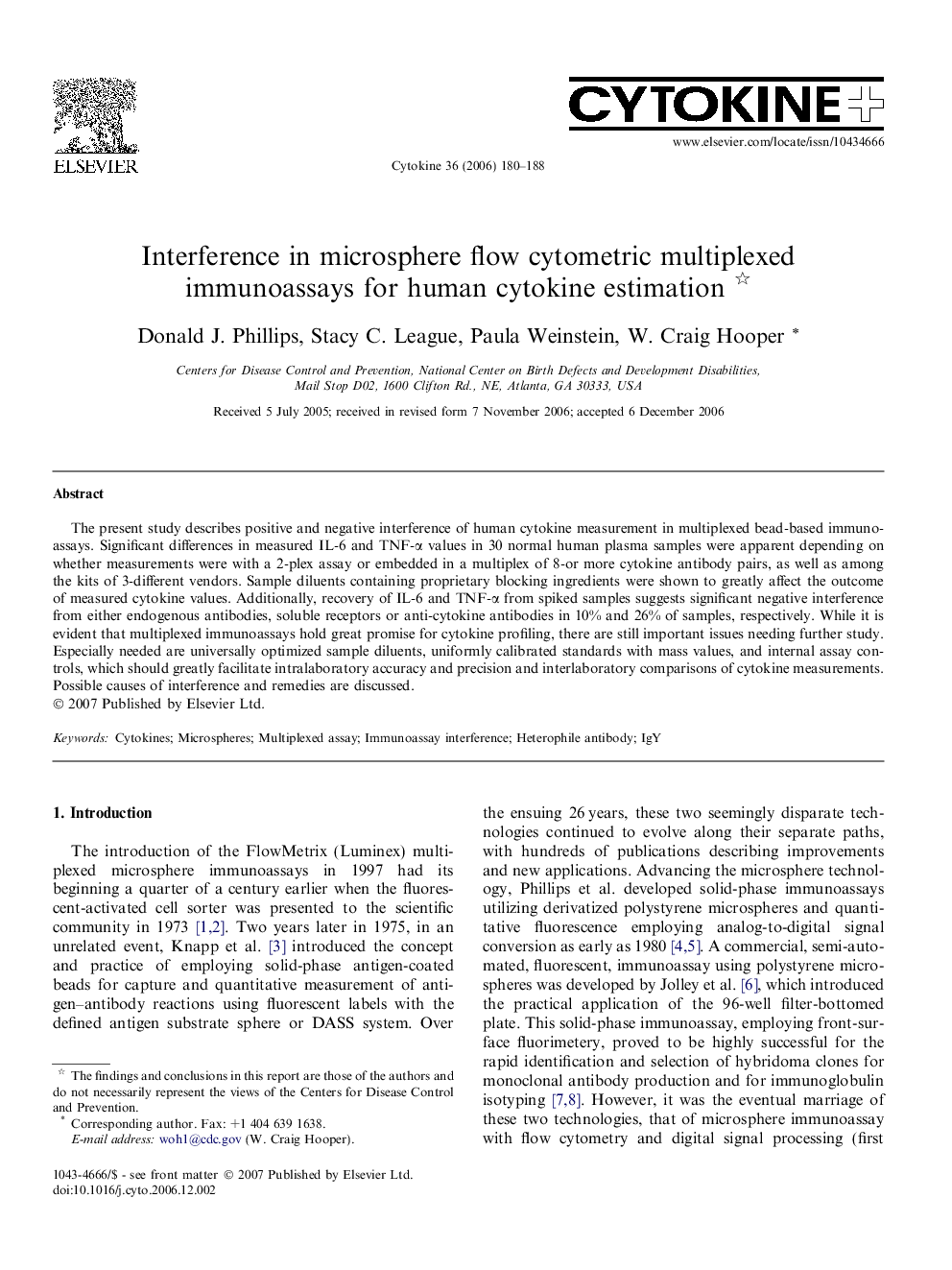 Interference in microsphere flow cytometric multiplexed immunoassays for human cytokine estimation 