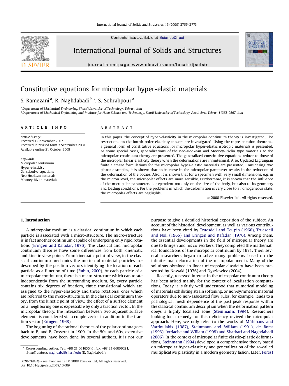 Constitutive equations for micropolar hyper-elastic materials