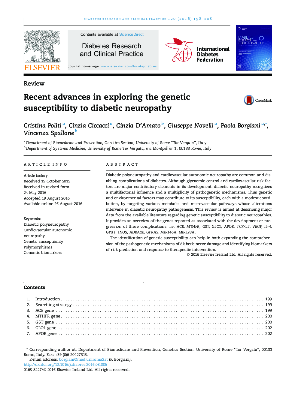 پیشرفت های اخیر در بررسی حساسیت ژنتیکی به نوروپاتی دیابتی 