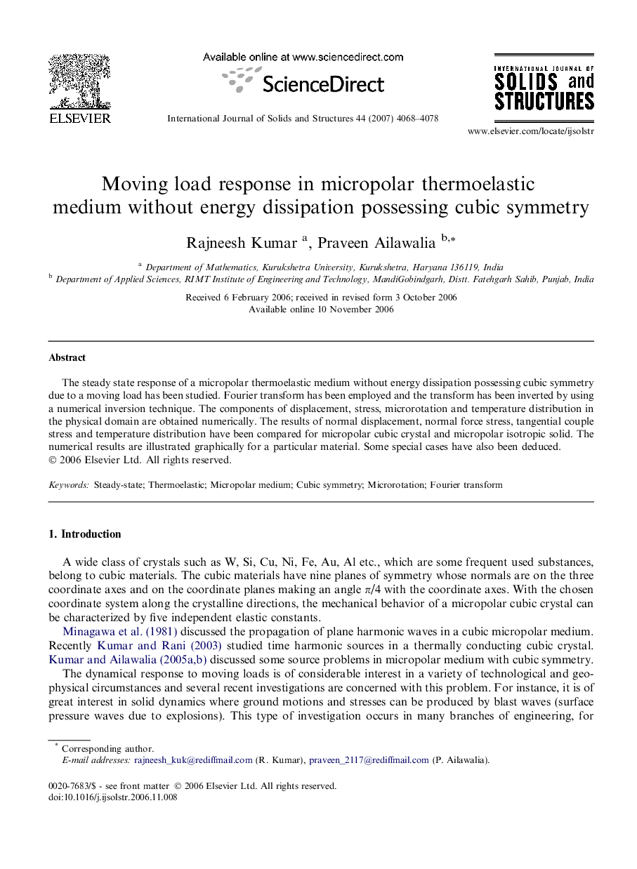 Moving load response in micropolar thermoelastic medium without energy dissipation possessing cubic symmetry