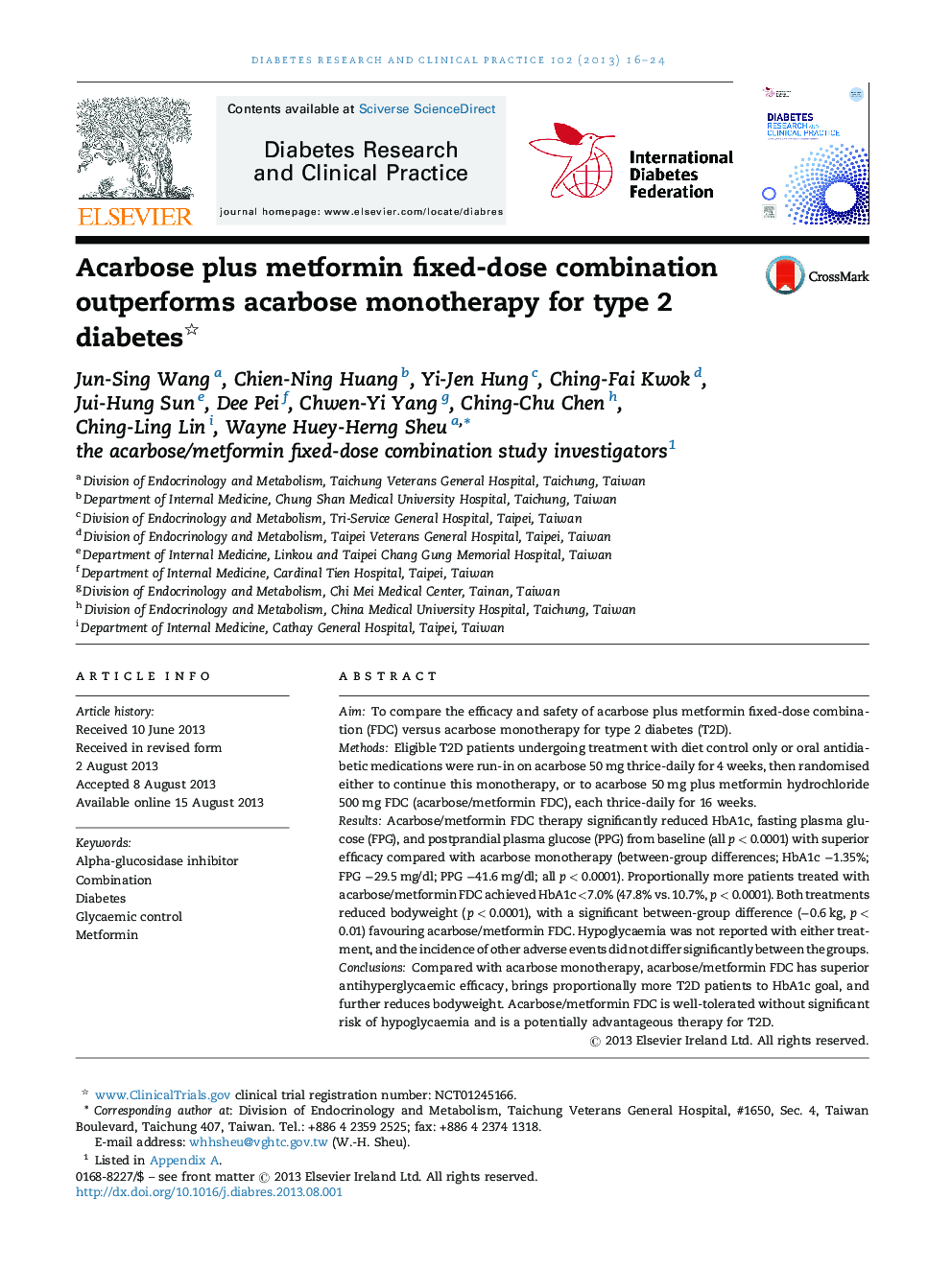 Acarbose plus metformin fixed-dose combination outperforms acarbose monotherapy for type 2 diabetes 