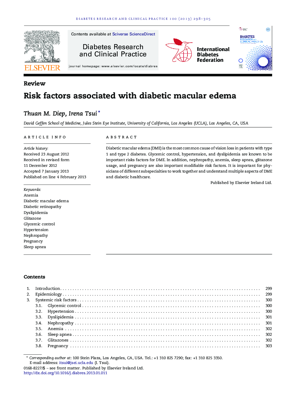 Risk factors associated with diabetic macular edema