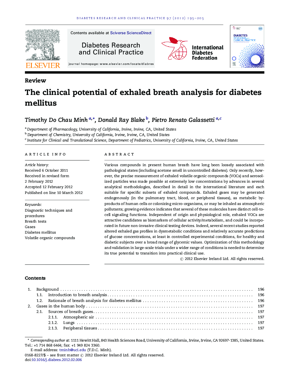 The clinical potential of exhaled breath analysis for diabetes mellitus