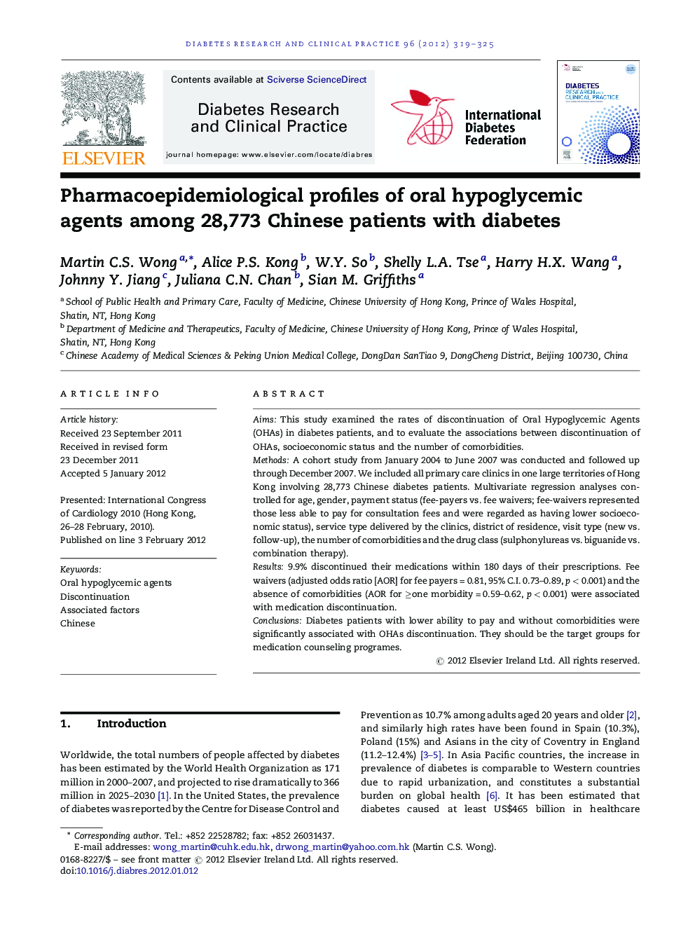 Pharmacoepidemiological profiles of oral hypoglycemic agents among 28,773 Chinese patients with diabetes